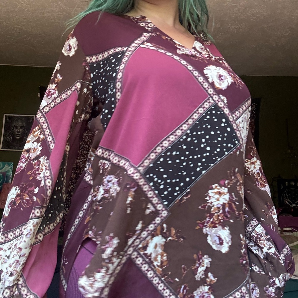 Floral Patchwork Blouse in Pink and Brown